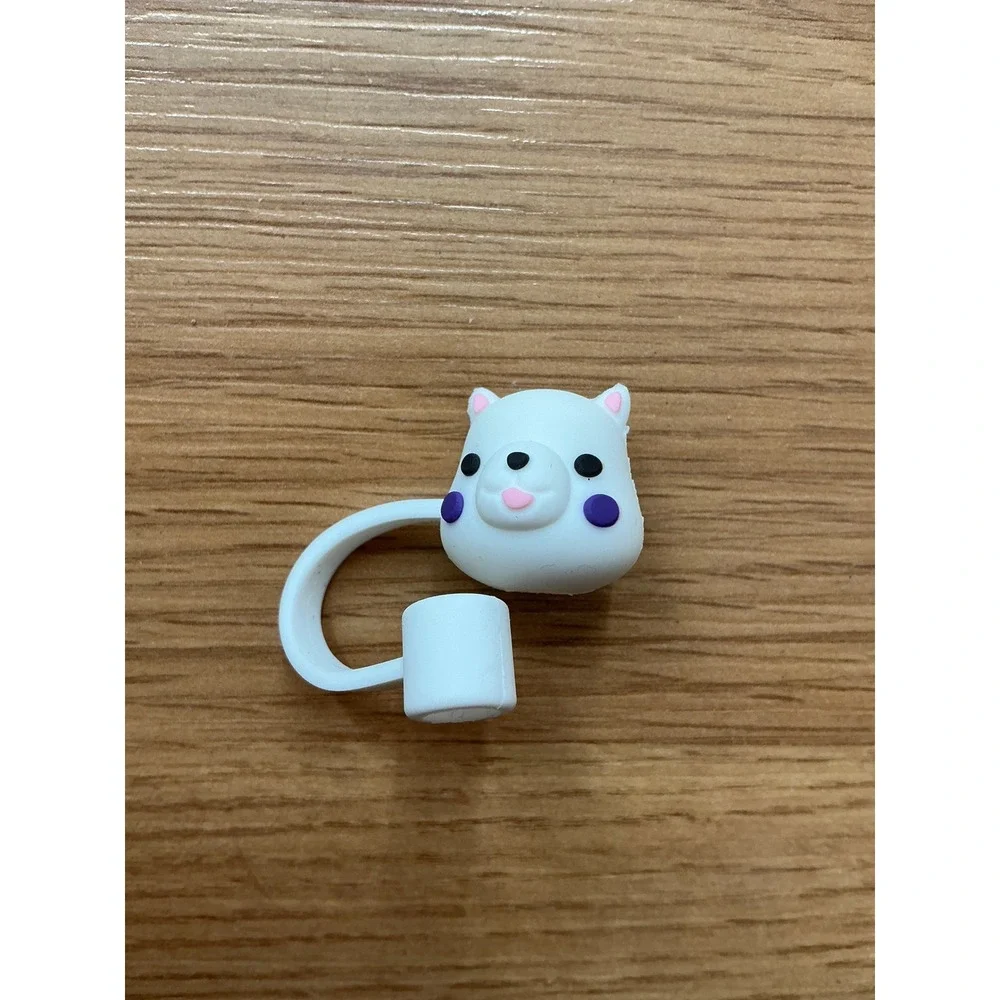 Cute Animal Straw Toppers Duck Bear Frog Reusable Drink Accessories‎ Set